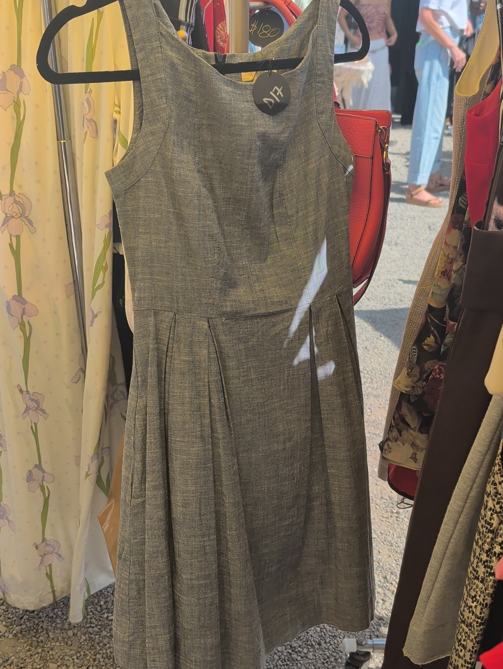 Monteau Grey Sleeveless Pleated Midi Dress